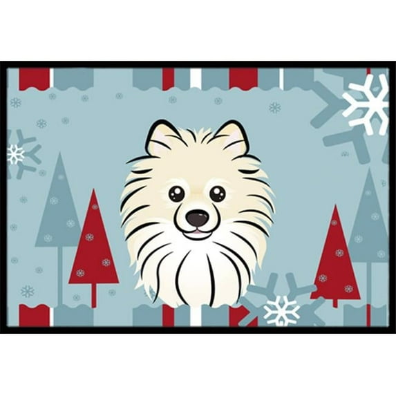 Caroline's Treasures BB1703JMAT Winter Holiday Pomeranian Door Mat, Indoor Rug or Outdoor Welcome Mat 24x36 Doormat ,