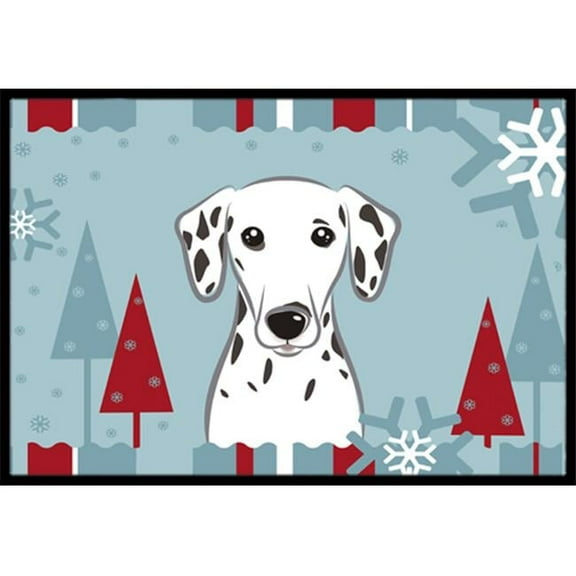 Caroline's Treasures BB1706MAT Winter Holiday Dalmatian Door Mat, Indoor Rug or Outdoor Welcome Mat 18x27 Doormat , 18H