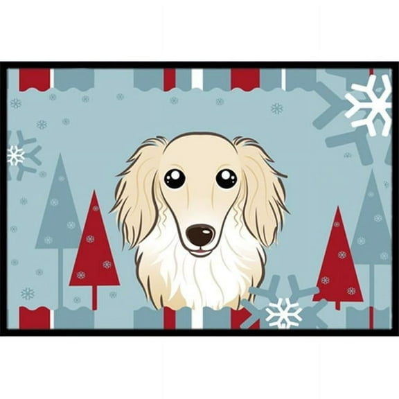 Carolines Treasures BB1708JMAT Winter Holiday Longhair Creme Dachshund Indoor & Outdoor Mat- 24 x 36 in.