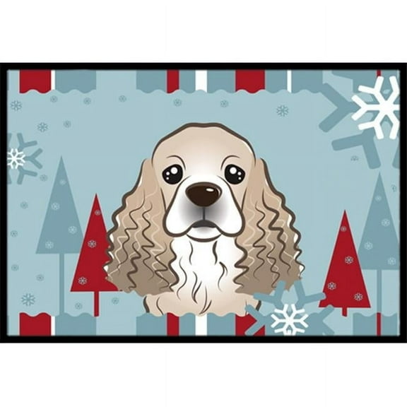 Caroline's Treasures BB1712MAT Winter Holiday Cocker Spaniel Door Mat, Indoor Rug or Outdoor Welcome Mat 18x27 Doormat ,