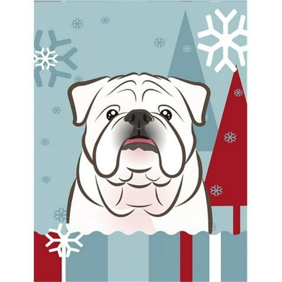 Winter Holiday White English Bulldog Garden Flag
