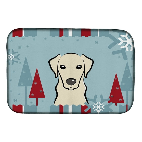 Carolines Treasures BB1718DDM Winter Holiday Yellow Labrador Dish Drying Mat 14 x 21" multicolor