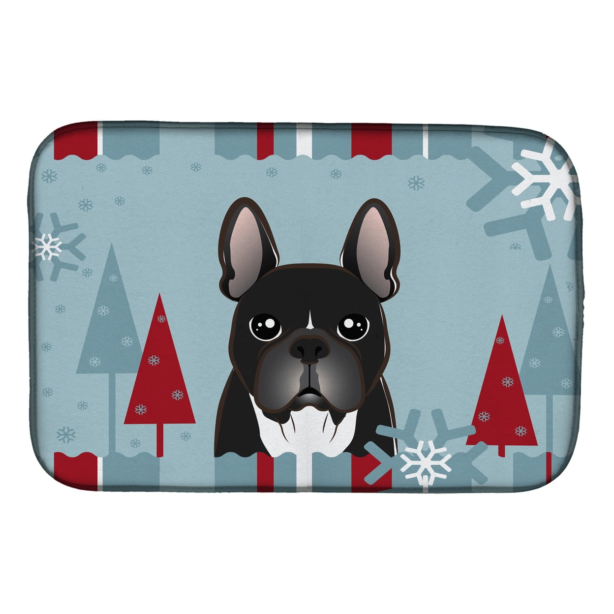 Carolines Treasures BB1723DDM Winter Holiday French Bulldog Dish Drying Mat 14 x 21" multicolor