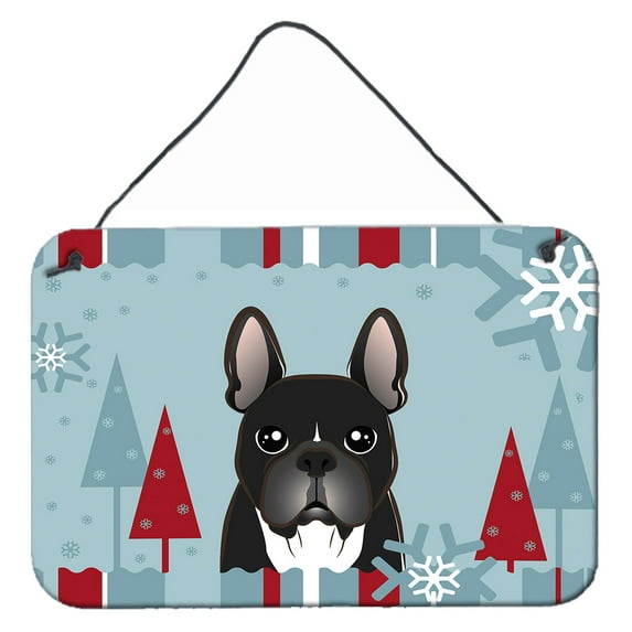 Carolines Treasures BB1723DS812 Winter Holiday French Bulldog Wall and Door Hanging Prints