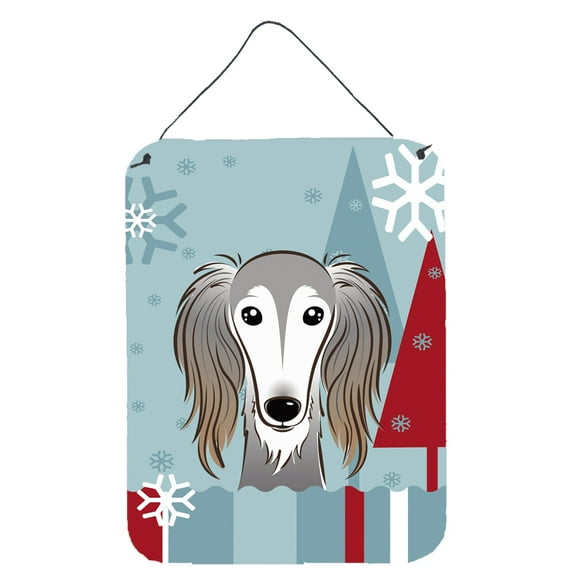 Caroline's Treasures BB1725DS1216 Winter Holiday Saluki Wall or Door Hanging Prints, 12x16, multicolor