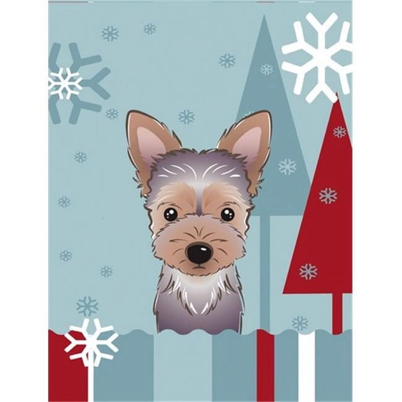 Winter Holiday Yorkie Puppy Garden Flag