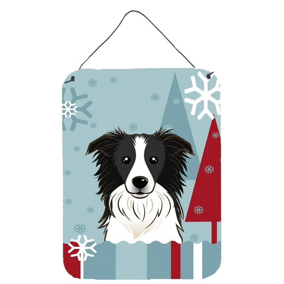Caroline's Treasures BB1737DS1216 Winter Holiday Border Collie Wall or Door Hanging Prints, 12x16, multicolor