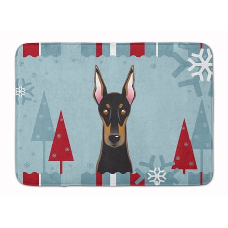 Carolines Treasures BB1741RUG Winter Holiday Doberman Machine Washable Memory Foam Mat 19 X 27" multicolor