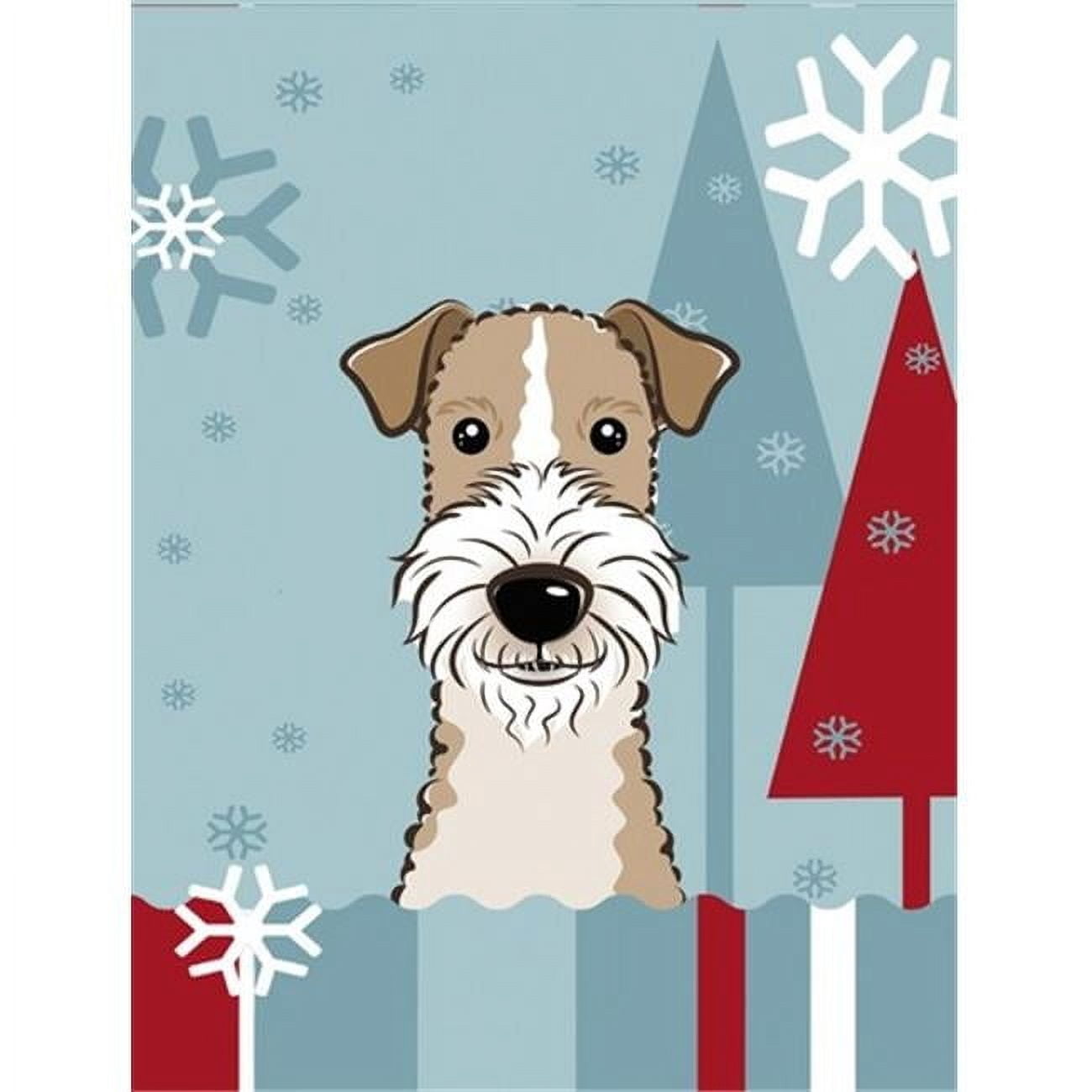 Caroline's Treasures BB1743GF Winter Holiday Wire Haired Fox Terrier Flag Garden Size , Small, multicolor