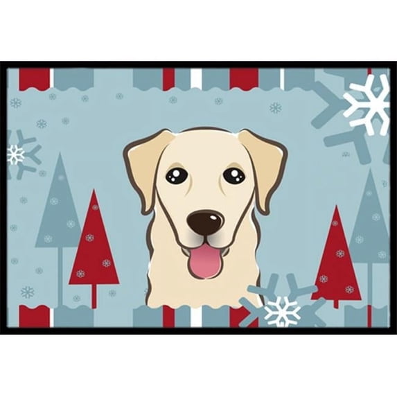 Winter Holiday Golden Retriever Door Mat