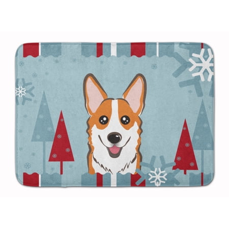 Carolines Treasures BB1750RUG Winter Holiday Red Corgi Machine Washable Memory Foam Mat
