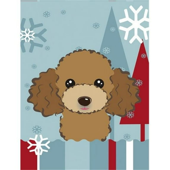 Winter Holiday Chocolate Brown Poodle Flag Canvas House Size BB1752CHF