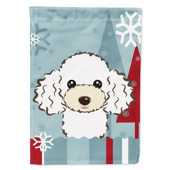 Caroline's Treasures BB1753CHF Winter Holiday White Poodle Flag Canvas House Size , Large, multicolor