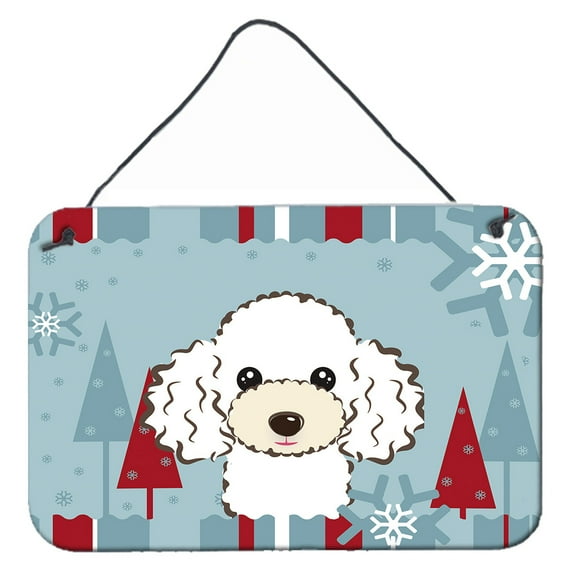 Carolines Treasures BB1753DS812 Winter Holiday White Poodle Wall and Door Hanging Prints