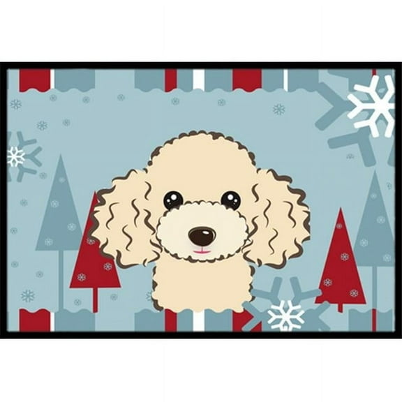 Caroline's Treasures BB1754MAT Winter Holiday Buff Poodle Door Mat, Indoor Rug or Outdoor Welcome Mat 18x27 Doormat ,