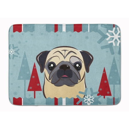 Carolines Treasures BB1758RUG Winter Holiday Fawn Pug Machine Washable Memory Foam Mat 19 X 27" multicolor