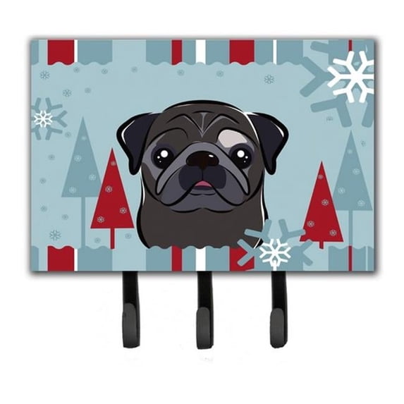Carolines Treasures BB1759TH68 Winter Holiday Black Pug Leash & Key Holder