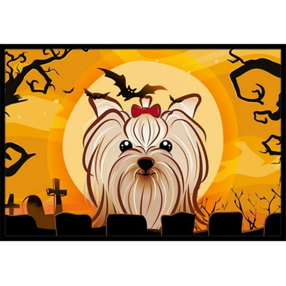 Caroline's Treasures BB1762MAT Halloween Yorkie Yorkishire Terrier Door Mat, Indoor Rug or Outdoor Welcome Mat 18x27