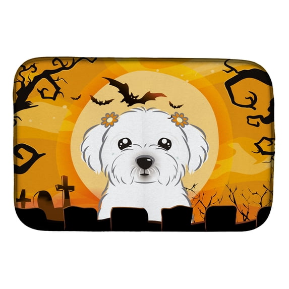 Halloween Maltese Dish Drying Mat