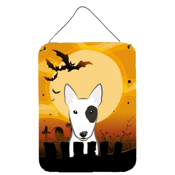 Caroline's Treasures BB1767DS1216 Halloween Bull Terrier Wall or Door Hanging Prints, 12x16, multicolor