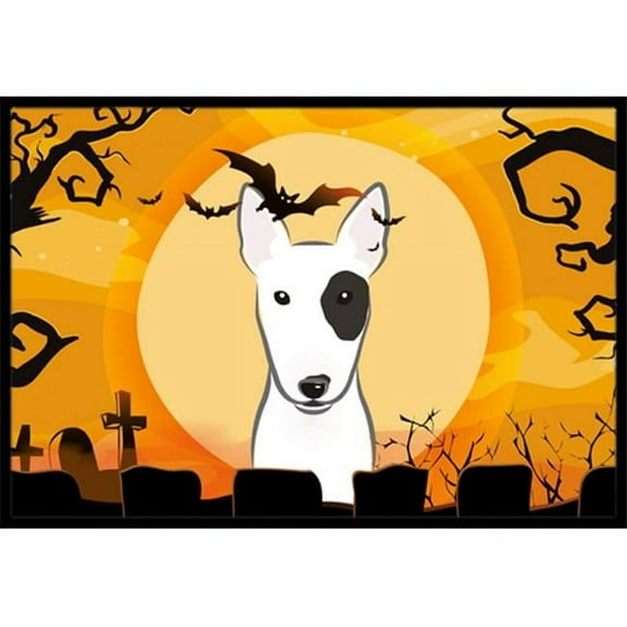 Caroline's Treasures BB1767MAT Halloween Bull Terrier Door Mat, Indoor Rug or Outdoor Welcome Mat 18x27 Doormat , 27"L x