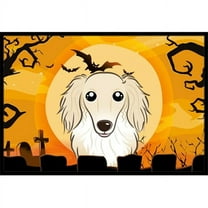 Halloween Longhair Creme Dachshund Door Mat