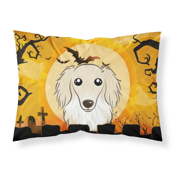 Carolines Treasures BB1770PILLOWCASE Halloween Longhair Creme Dachshund Fabric Standard Pillowcase Standard multicolor