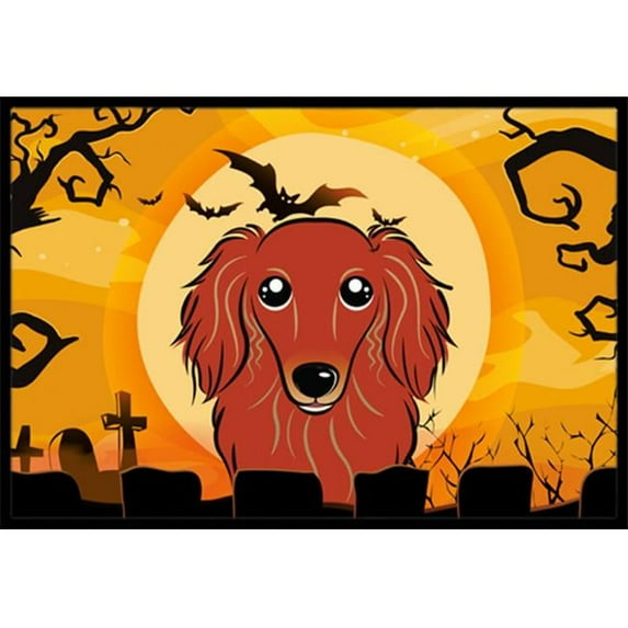 Caroline's Treasures BB1772JMAT Halloween Longhair Red Dachshund Door Mat, Indoor Rug or Outdoor Welcome Mat 24x36