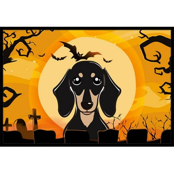 Caroline's Treasures BB1773JMAT Halloween Smooth Black and Tan Dachshund Door Mat, Indoor Rug or Outdoor Welcome Mat