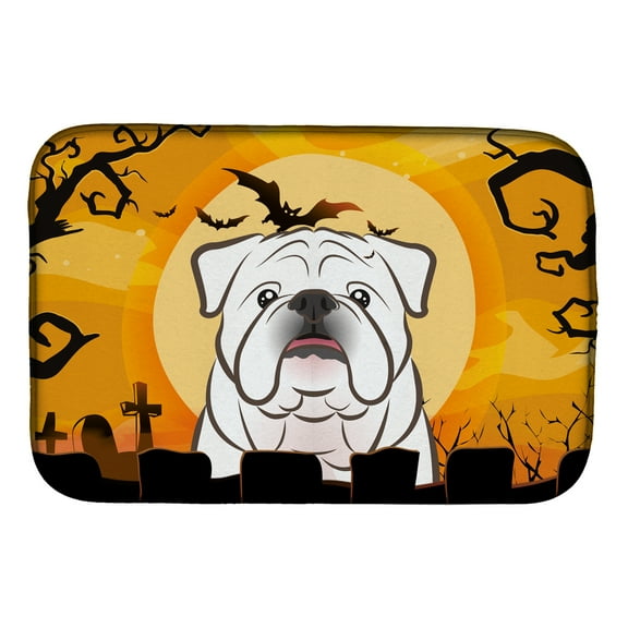 Carolines Treasures BB1778DDM Halloween White English Bulldog  Dish Drying Mat 14 x 21" multicolor