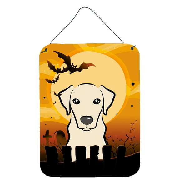 Caroline's Treasures BB1780DS1216 Halloween Yellow Labrador Wall or Door Hanging Prints, 12x16, multicolor