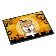 Carolines Treasures BB1783JMAT Halloween Shiba Inu Door Mat, Indoor Rug or Outdoor Welcome Mat 24x36 Doormat , 36"L x