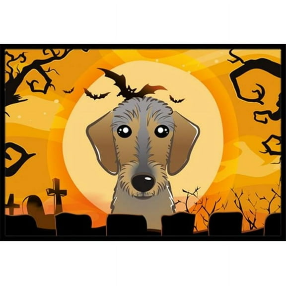 Caroline's Treasures BB1791MAT Halloween Wirehaired Dachshund Door Mat, Indoor Rug or Outdoor Welcome Mat 18x27 Doormat