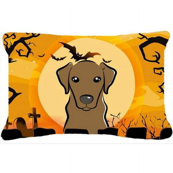 Carolines Treasures BB1792PW1216 Halloween Chocolate Labrador Canvas Fabric Decorative Pillow, 12H x16W, multicolor