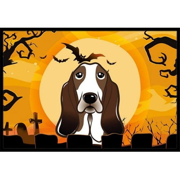 Caroline's Treasures BB1801JMAT Halloween Basset Hound Door Mat, Indoor Rug or Outdoor Welcome Mat 24x36 Doormat , 36"L
