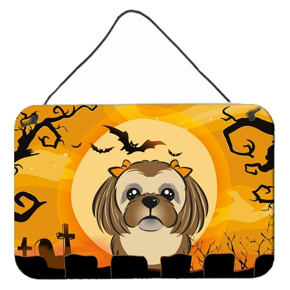 Carolines Treasures BB1807DS812 Halloween Chocolate Brown Shih Tzu Wall and Door Hanging Prints