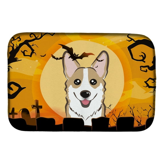 Halloween Sable Corgi Dish Drying Mat