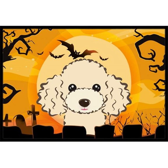 Halloween Buff Poodle Door Mat