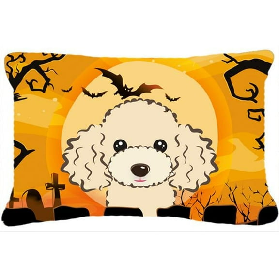 Carolines Treasures BB1816PW1216 Halloween Buff Poodle Canvas Fabric Decorative Pillow, 12H x16W, multicolor