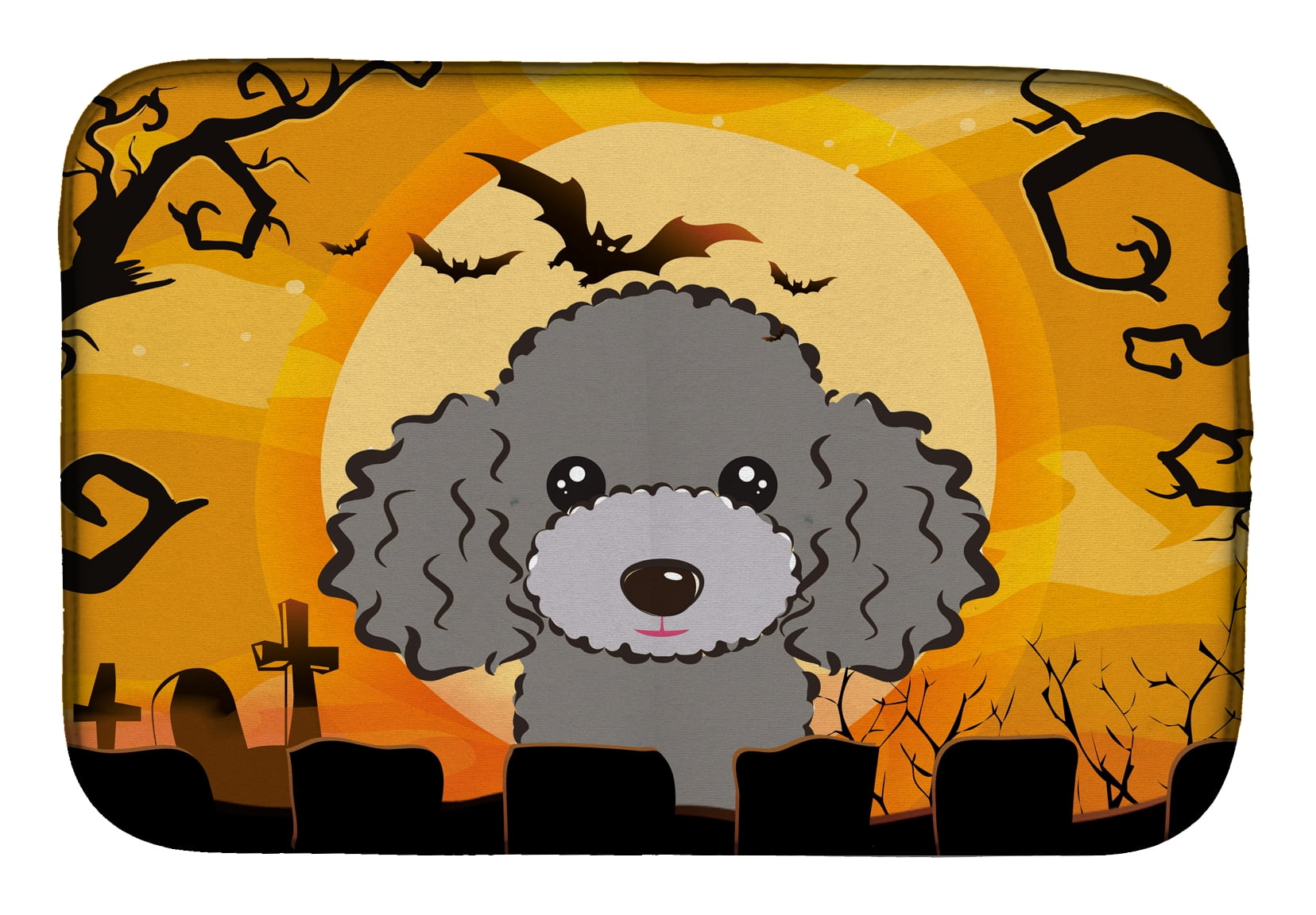 Tappetino Assorbente Per Piatti Con Stampe Autunnali - Fall Harvest Con Silver Poodle - 35x53 Cm - 3