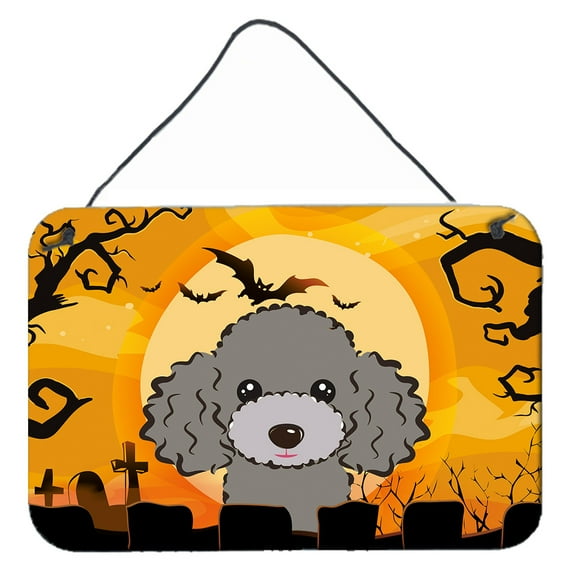 Carolines Treasures BB1817DS812 Halloween Silver Gray Poodle Wall and Door Hanging Prints