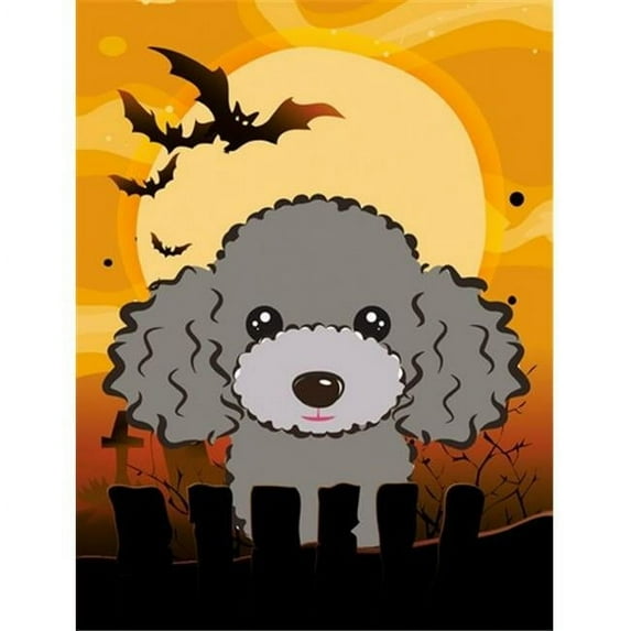 Caroline's Treasures BB1817GF Halloween Silver Gray Poodle Flag Garden Size , Small, multicolor