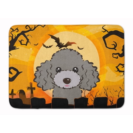 Halloween Silver Gray Poodle Machine Washable Memory Foam Mat