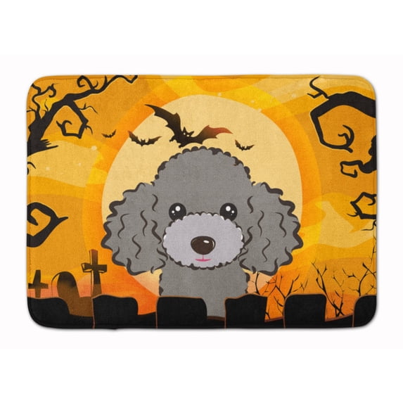 Halloween Silver Gray Poodle Machine Washable Memory Foam Mat
