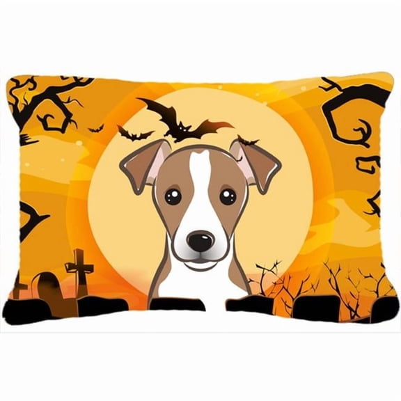 Caroline's Treasures BB1818PW1216 Halloween Jack Russell Terrier Canvas Fabric Decorative Pillow, 12H x16W, multicolor
