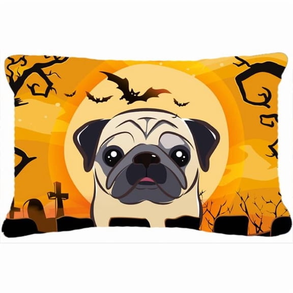 Carolines Treasures BB1820PW1216 Halloween Fawn Pug Canvas Fabric Decorative Pillow, 12H x16W, multicolor