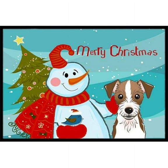 Carolines Treasures BB1822JMAT Snowman With Jack Russell Terrier Indoor & Outdoor Mat- 24 x 36 in.