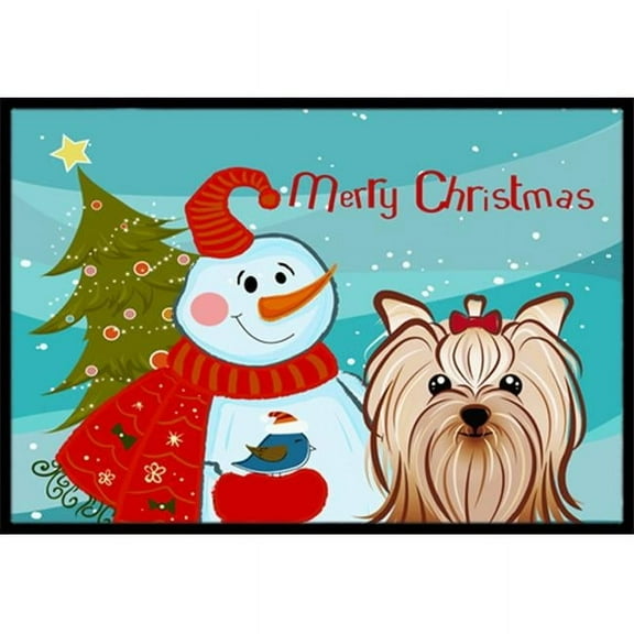 Caroline's Treasures BB1824MAT Snowman with Yorkie Yorkishire Terrier Door Mat, Indoor Rug or Outdoor Welcome Mat 18x27