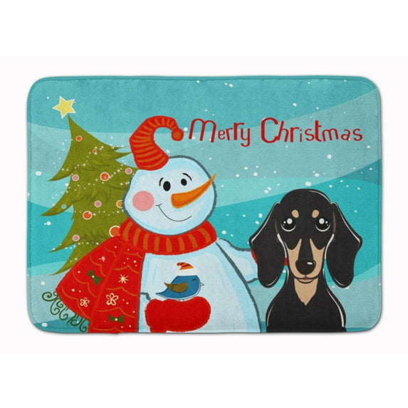 Carolines Treasures BB1835RUG Snowman with Smooth Black and Tan Dachshund Machine Washable Memory Foam Mat 19 X 27"