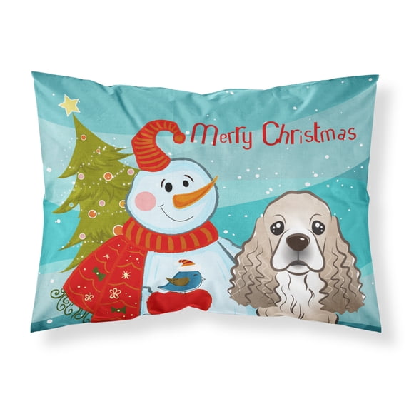 Carolines Treasures BB1836PILLOWCASE Snowman with Cocker Spaniel Fabric Standard Pillowcase Standard multicolor